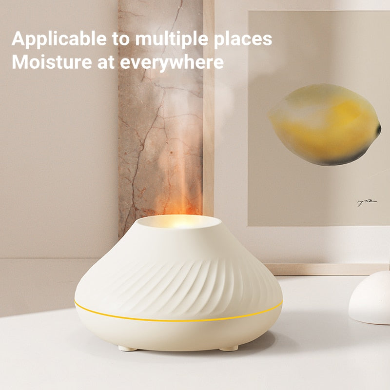 Volcano Aromatherapy Diffuser USB Electric Ultrasonic Cool Mist Air Humidifier with 7 Color Flame Light Essential Oil Diffuser