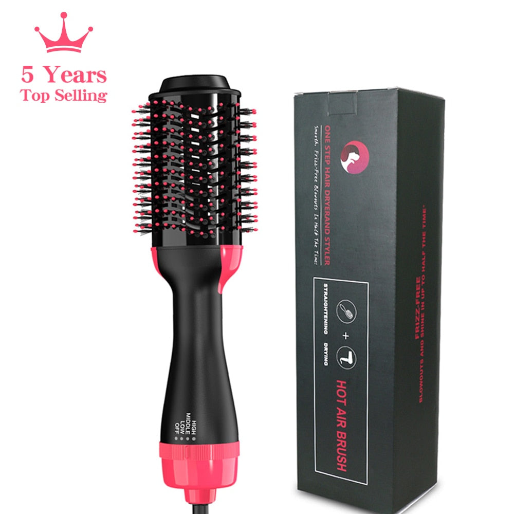 LISAPRO Hot Air Brush; One-Step Hair Dryer  & Volumizer 1000W Blow Dryer Soft Touch Pink Straightener