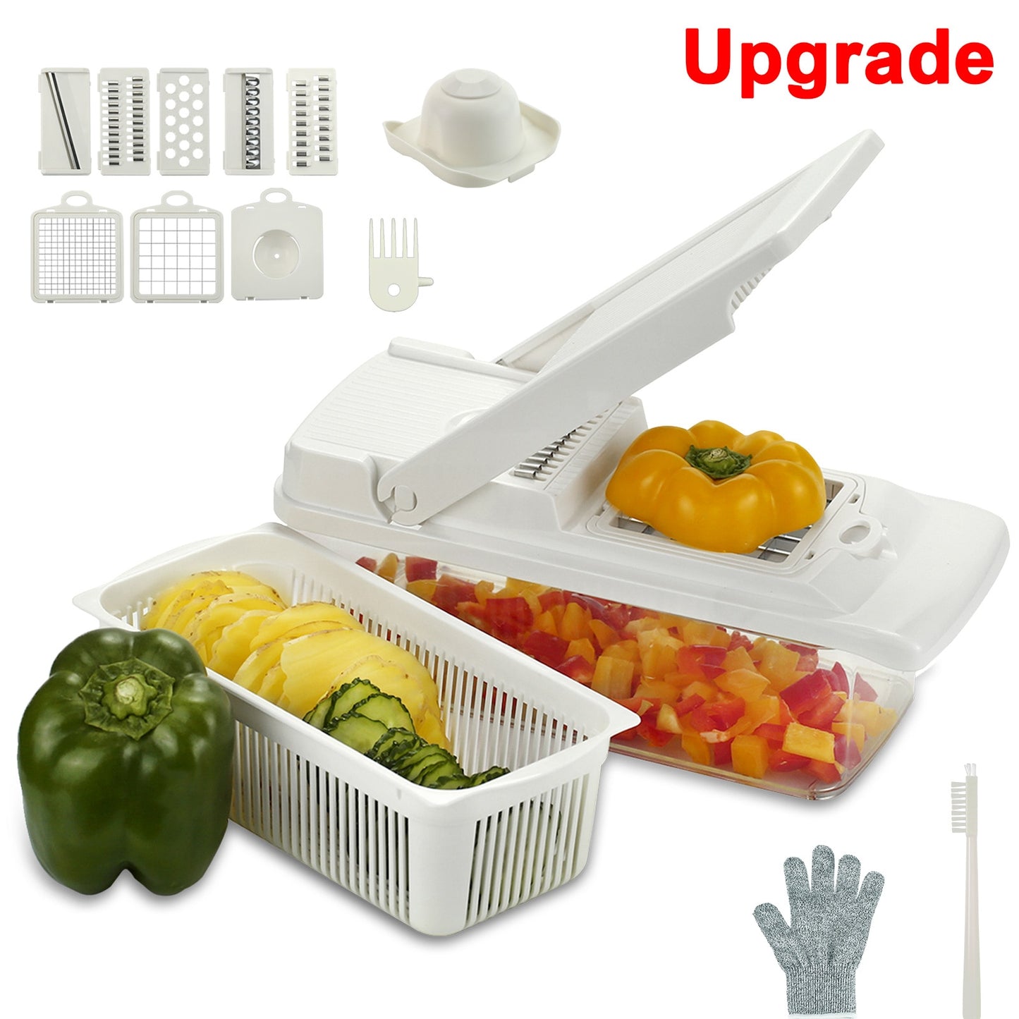 12 in 1 Multifunctional Vegetable Cutter Shredders Slicer With Basket Fruit Potato Chopper Carrot Grater Slicer Mandoline