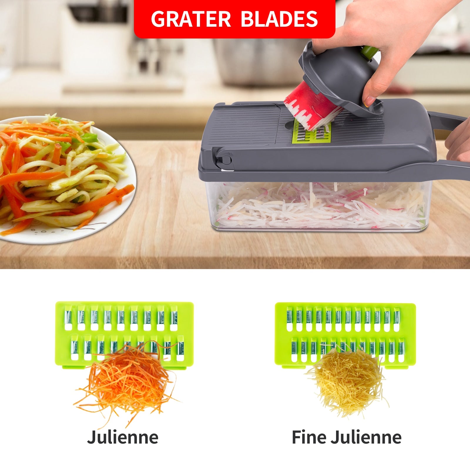 Vegetable Slicer Cutter Chopper Grater Julienne - 6 Interchangeable Blades,  1 Set - Fry's Food Stores